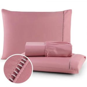 Kit Jogo de Cama Casal Queen 600 Fios Ponto Palito – 3 Peças Premium