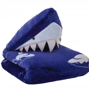 Manta Baby com Capuz de Tubarão Azul Escuro